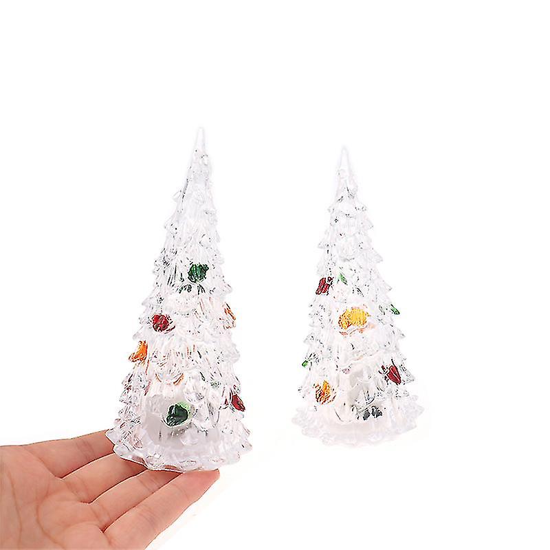 Mini Christmas Tree Led Light Ornament Dollhouse Christmas Tree Colorful Light