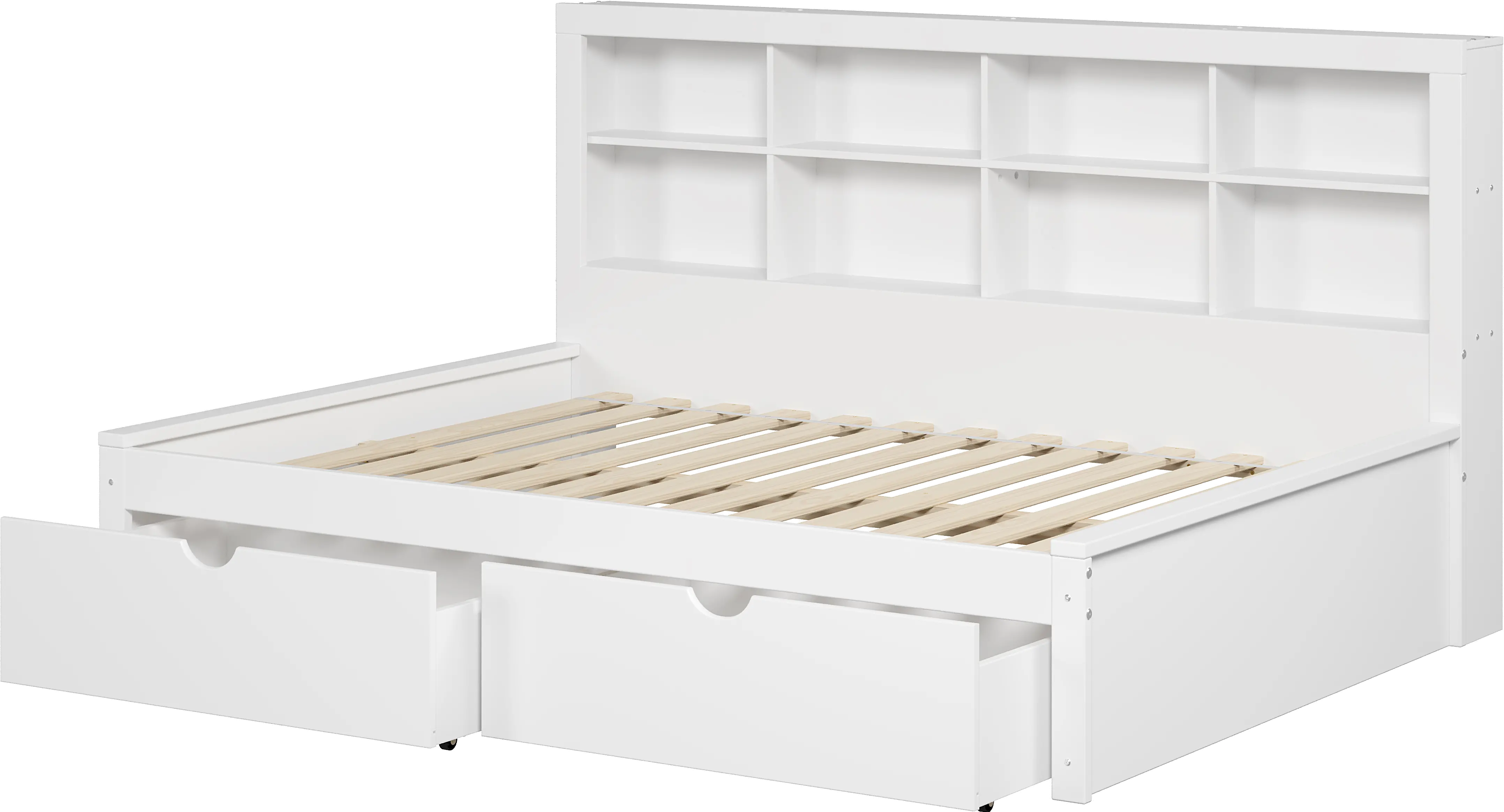 White Full Bookcase Daybed with Storage Drawers