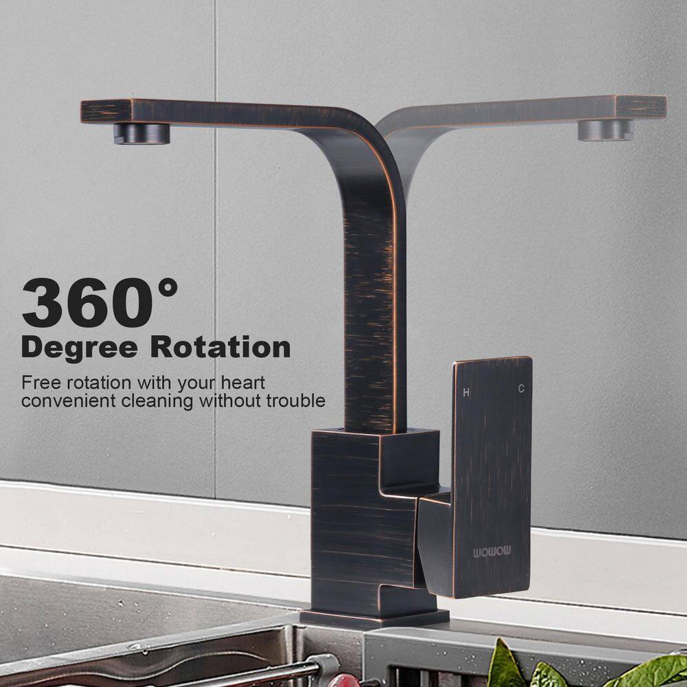 WOWOW Single-Handle Deck Mount Stainless Steel Bar Faucet with Hot and Cold Dual Modes in Oil Rubbed Bronze 2312301RB-BHHD