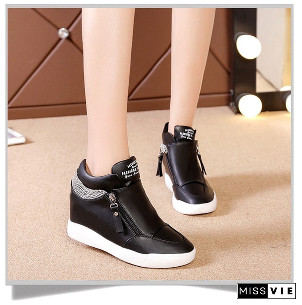 New Fashion High Quality Women's Small White Shoes High Heels Sneaker Sports Platform Shoes