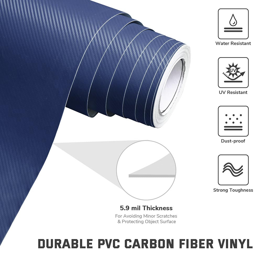 Yescom Carbon Vinyl Wrap Roll 5' x 92' Auto Car 3D Sticker Blue