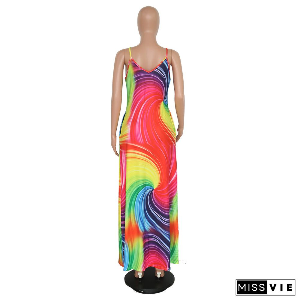 Rainbow Stylish Casual Striped Dress