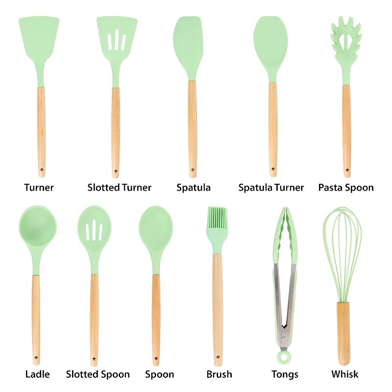 MegaChef Pro Silicone and Wood Cooking Utensils， Set of 12