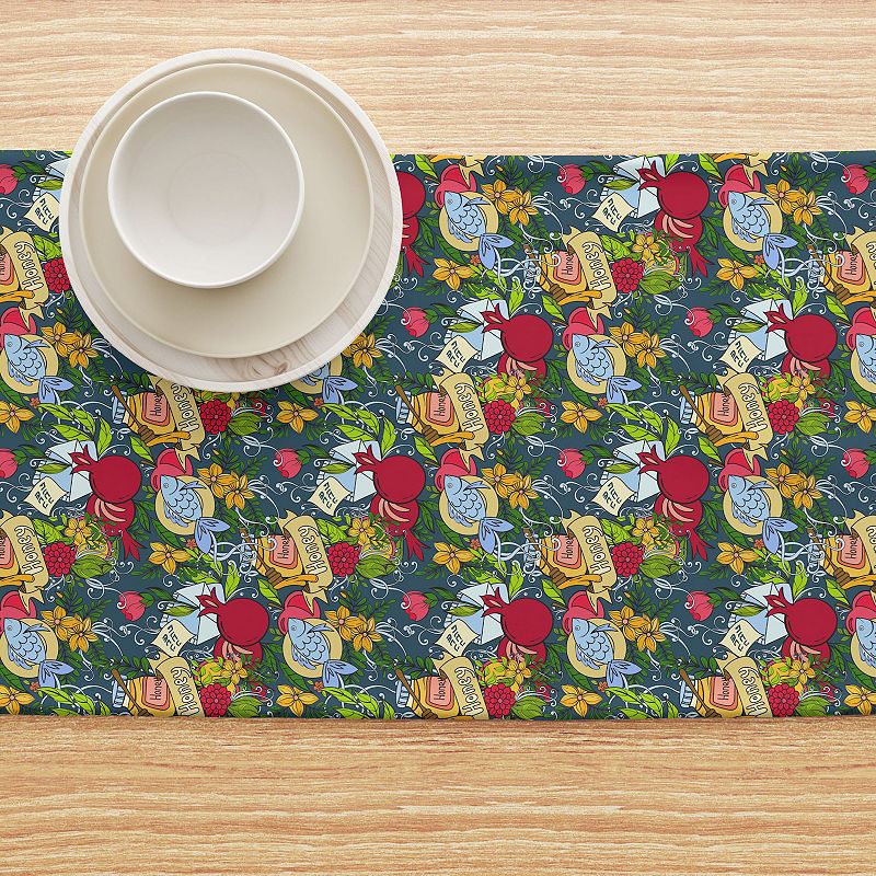 Table Runner， 100% Polyester， 14x108， Happy Jewish New Year