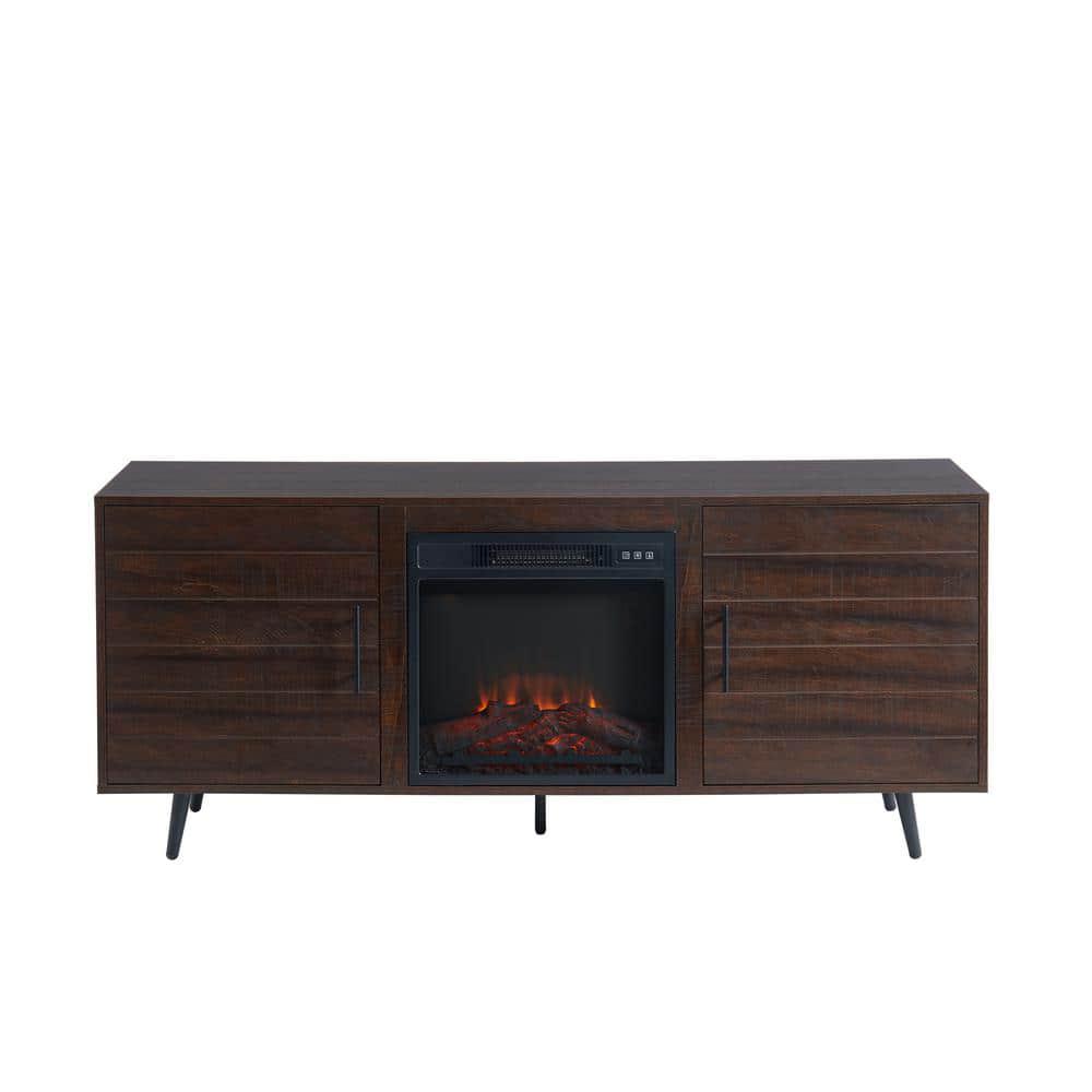 EDYO LIVING 60 in Rustic Farmhouse Electric Fireplace TV Stand in Espresso