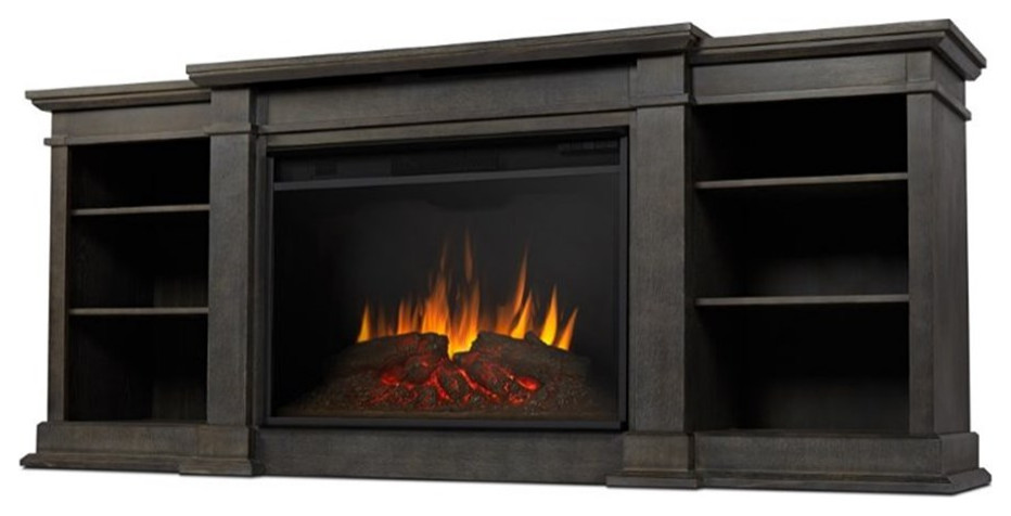 Bowery Hill Modern Wood Fireplace TV Stand for TVs up to 81 quotin Gray   Traditional   Entertainment Centers And Tv Stands   by Homesquare  Houzz