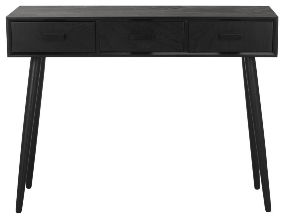 Lucia 3 Drawer Console Table Black   Midcentury   Console Tables   by AED Luxury Home Decor  Houzz