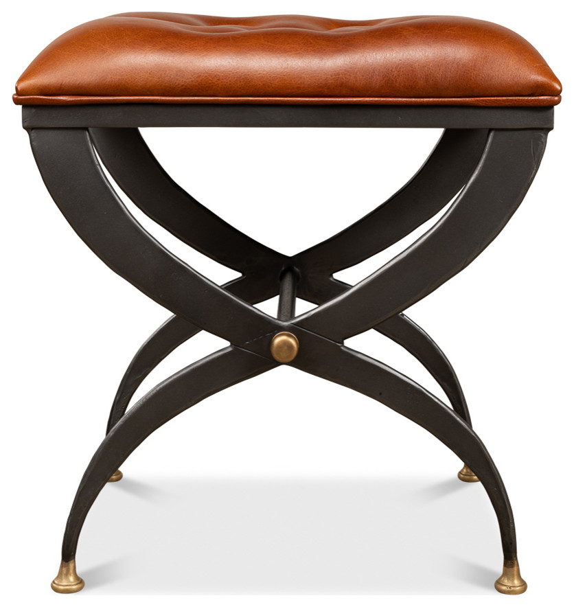 Modern Curule Stool   Traditional   Footstools And Ottomans   by English Georgian America  Houzz