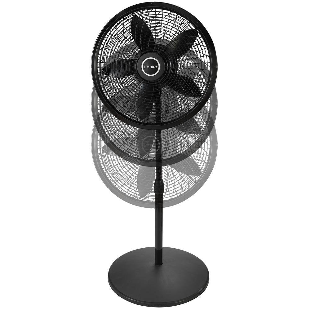 Lasko 18 in. 3 Speeds Cyclone Pedestal Fan in Black with Adjustable Height Oscillating 1823