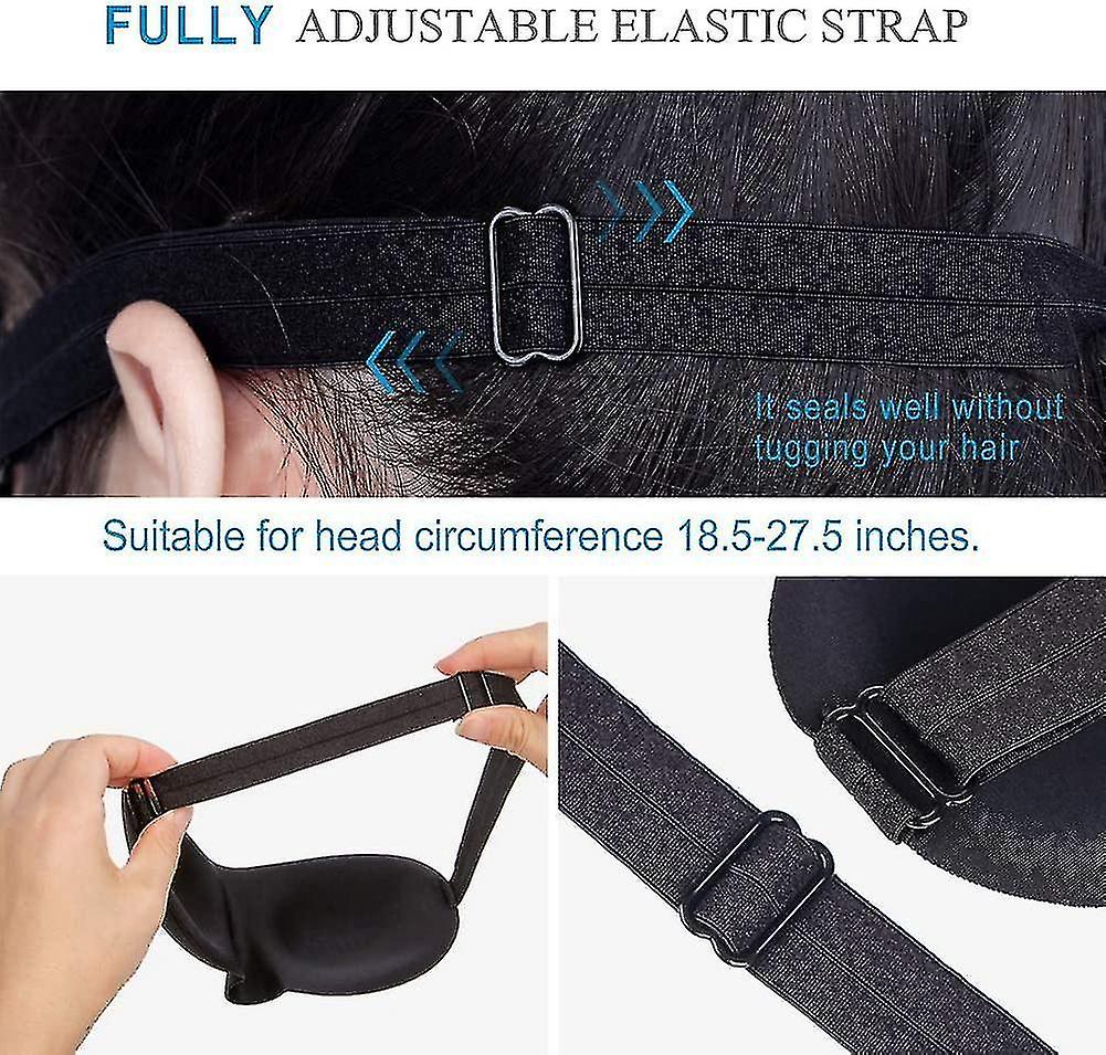 Sleep Mask For Women And Men， 100% Blackout Light Blindfold 2 Pack， Fully Adjustable Buckle Strap 3d