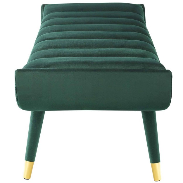 Guess Channel Tufted Performance Velvet Accent Bench Green Modway