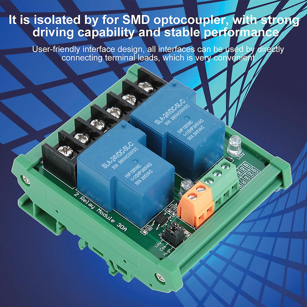 2 Channel 30a 24v Relay Module With Opto-couplers Isolation Support Low/high Level Trigger