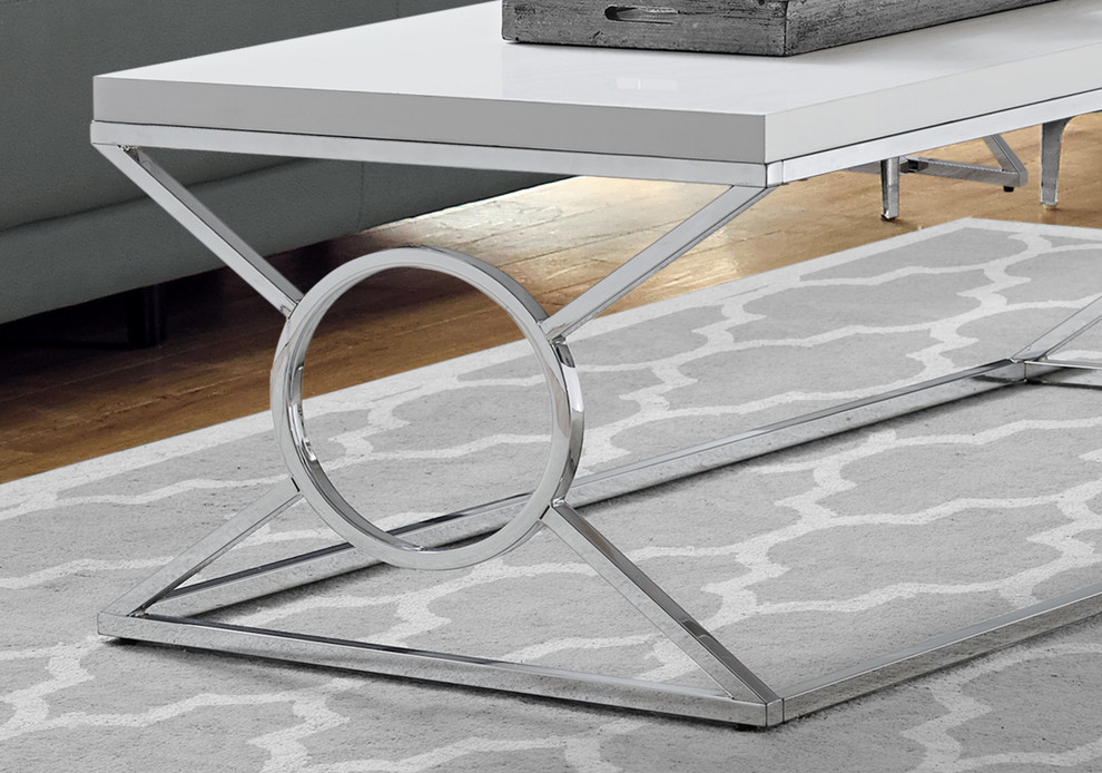 Coffee Table  Accent  Cocktail  Living Room  44 quotL  Metal  Glossy White   Contemporary   Coffee Tables   by Buildcom  Houzz