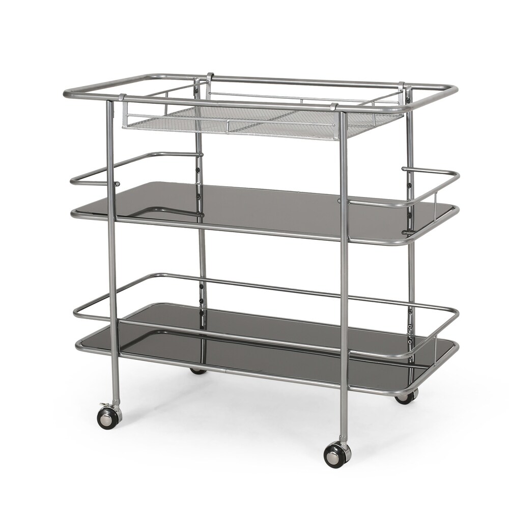 Bridger Modern 3 Tier Bar Cart with Glass Shelving by Christopher Knight Home   34.00\