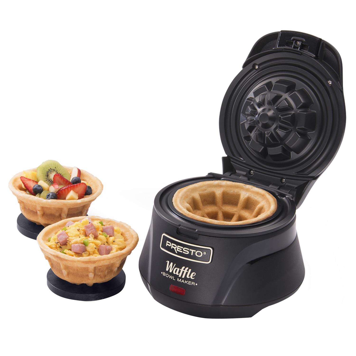 Presto Semi-Gloss Black Plastic Waffle Bowl Maker