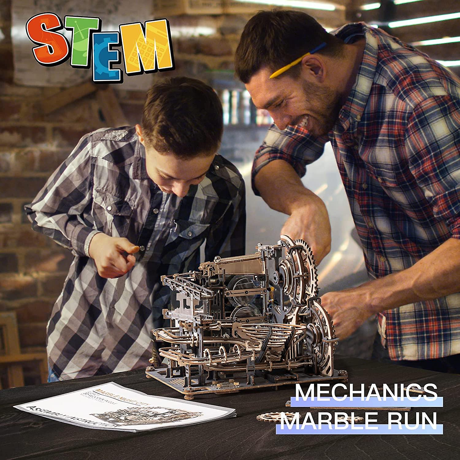 Mechanical Gear 3d Puzzles， Wooden Puzzle For Adults Engineering Kit Wood Marble Run， Model Building Kit Adult Crafts Hobbies Unique Gifts For Men/tee