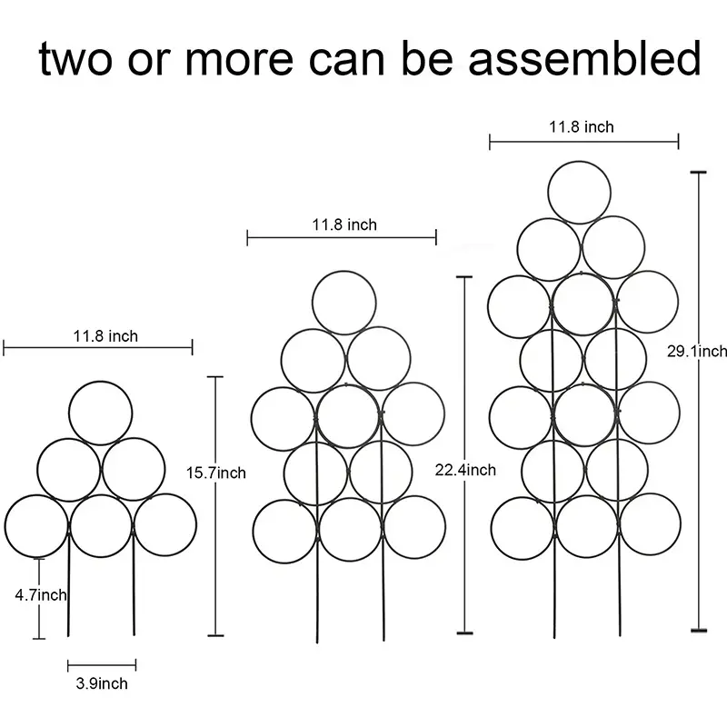 Garden Supplies Planter Flower Iron Support Trellis for Climbing Plant Grow Cage with Rings
