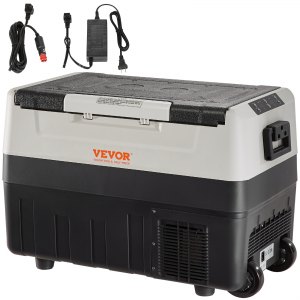 VEVOR Car Refrigerator， 12 Volt Car Refrigerator Fridge， 58 QT/55 L Dual Zone Portable Freezer， -4℉-50℉ Adjustable Range， 12/24V DC and 100-240V AC Compressor Cooler for Outdoor， Camping， Travel， RV