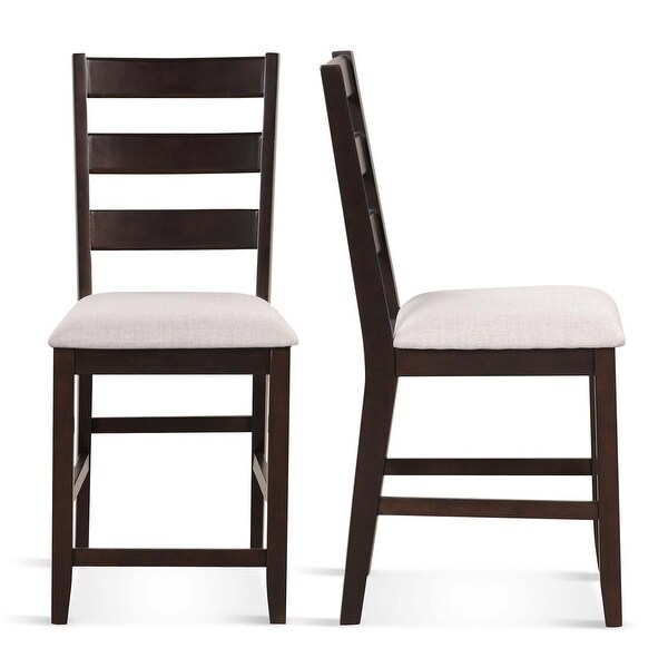 Costway Set of 2 Upholstered Bar Stools 24'' Rubber Wood Dining Chairs - See Details