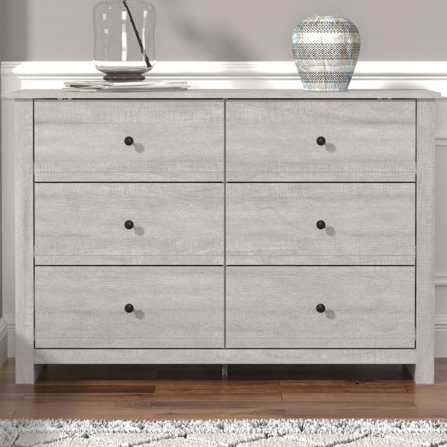 Galano Genoa 6 drawer Dresser 31 5 In H X 46 5 In W X 16 5 In D In Dusty Gray Oak Knotty Oak White