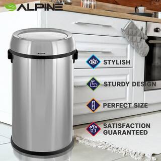 Alpine Industries 17 Gal. Stainless Steel Commercial Trash Can with Swing Lid (2-Pack) 470-65L-1-2PK