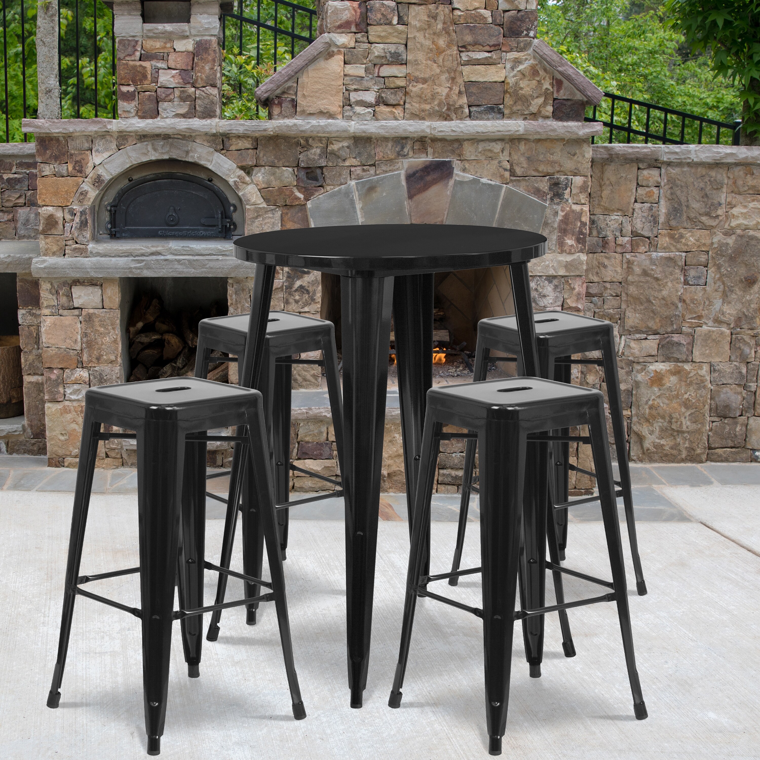 30-inch Indoor/ Outdoor 5-piece Round Metal Table and Stools Set