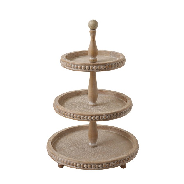 X 16 2 quot Decorative Wood 3 tier Tray Natural Storied Home