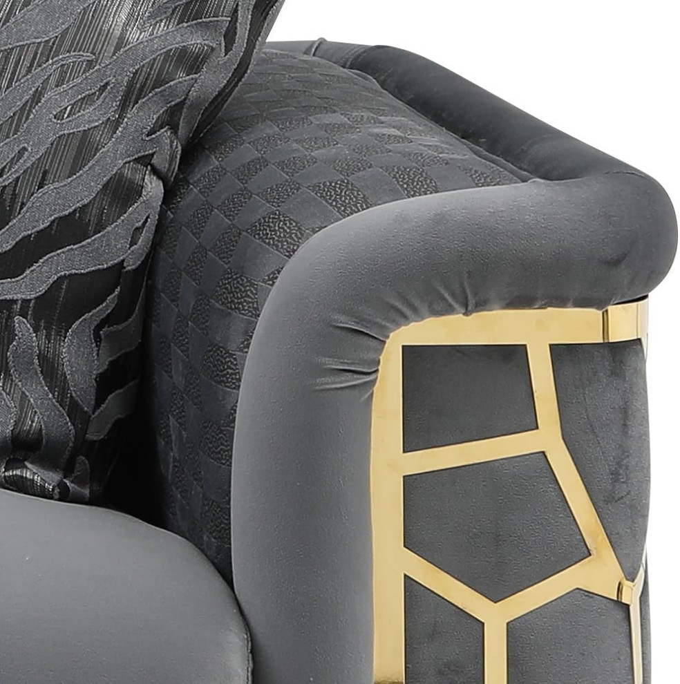 Unique Sofa  Micro Suede Seat With Brass Geometric Accent   Contemporary   Sofas   by Decor Love  Houzz