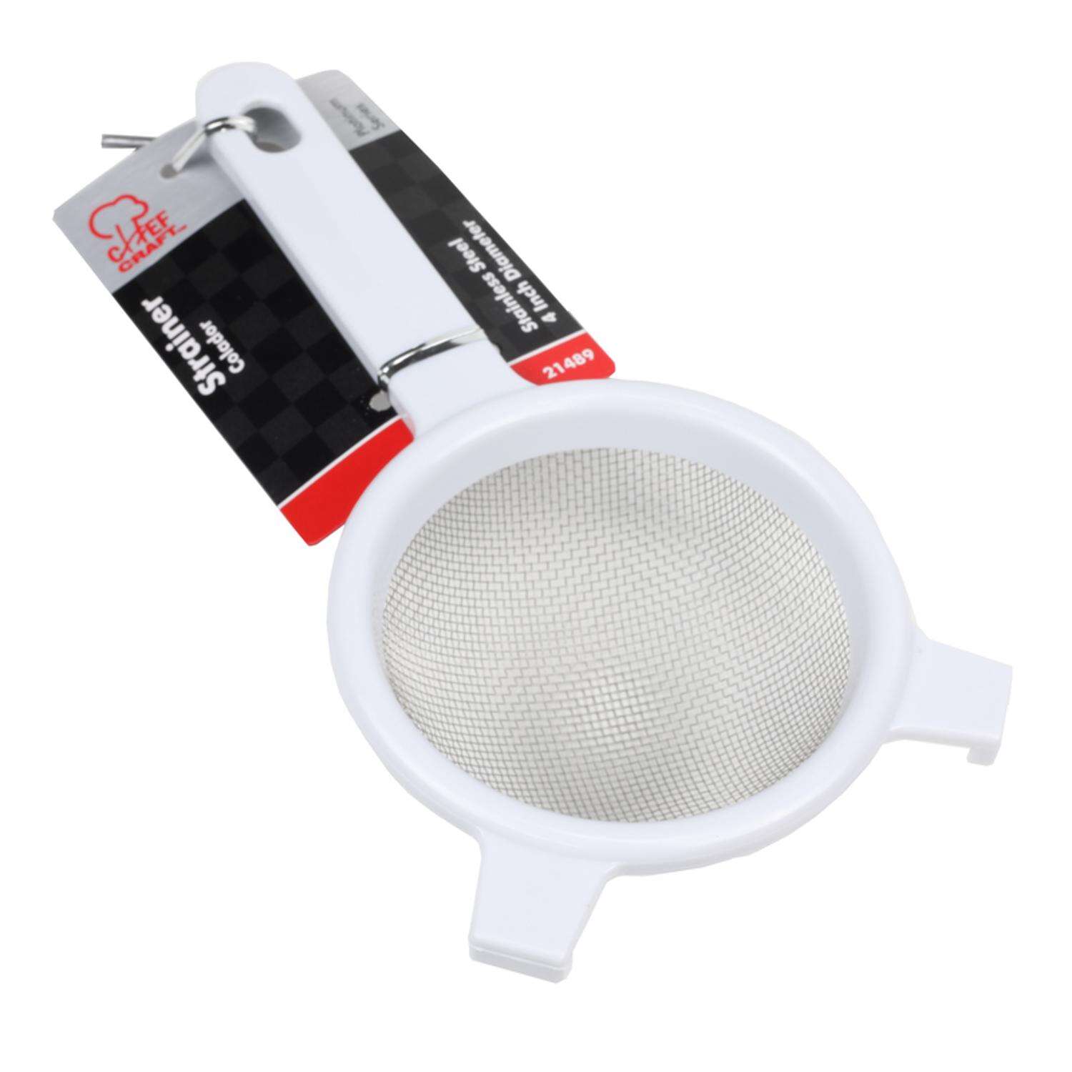 Chef Craft White Plastic/Stainless Steel Mesh Strainer