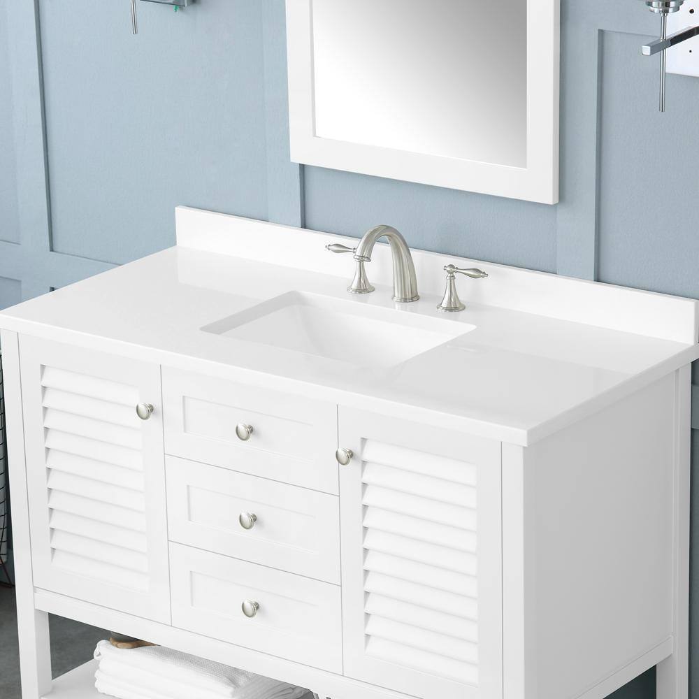 Home Decorators Collection Grace 48 in. W x 22 in. D x 34.5 in. H Single Sink Bath Vanity in White with White Cultured Marble Top Grace 48W