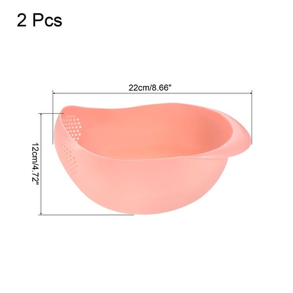 2pcs Rice Washing Filter Strainer Basket Rice Sieve Fruit Drain Bowl - Pink