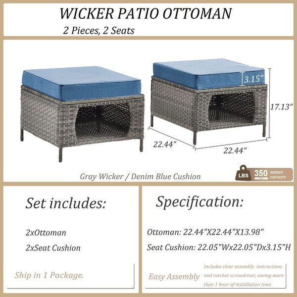 Wicker Patio Furniture Conversation Set with High Back Swivel Chairs and Storage Ottomans，Cushions Included🎃