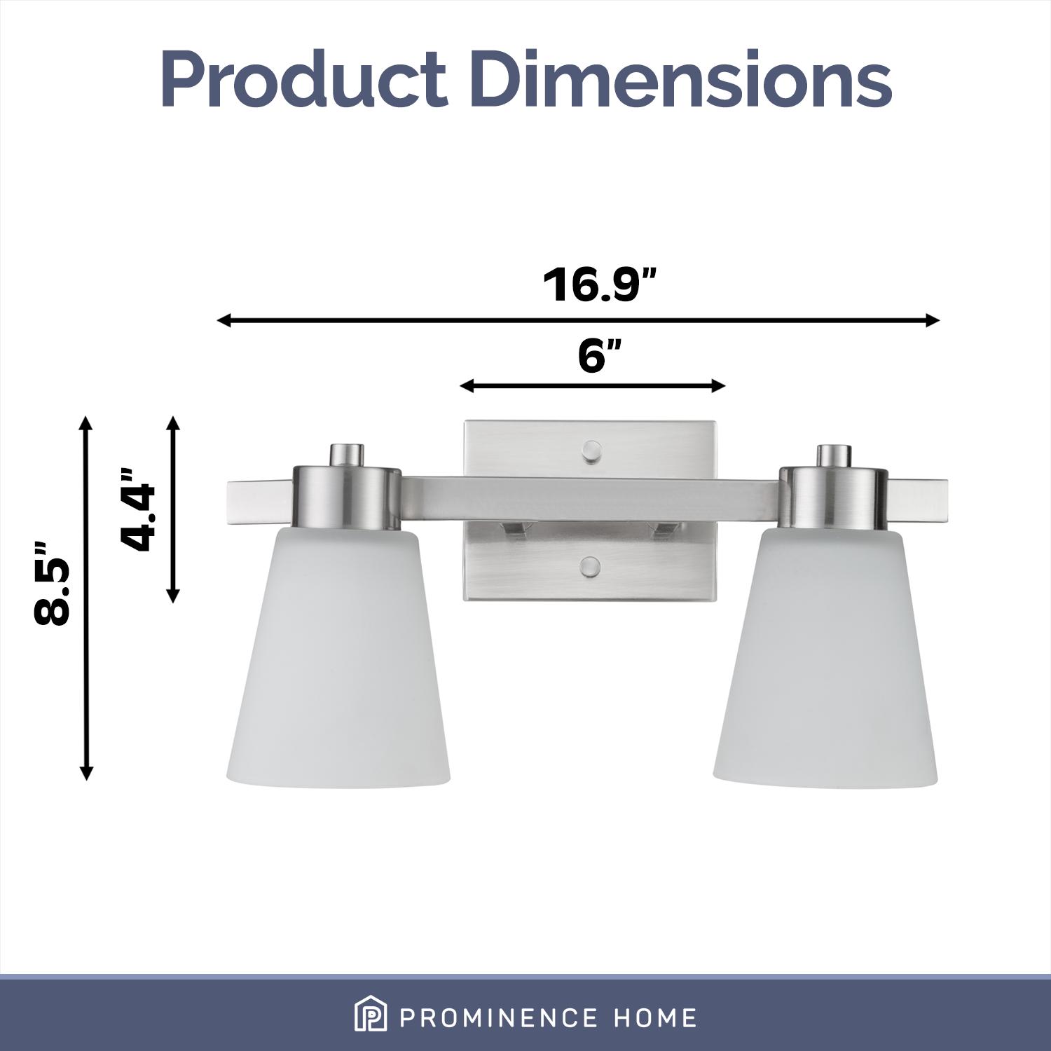 Prominence Home Lornah Two Light Bath Vanity in Brushed Nickel