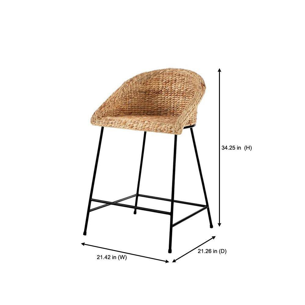 StyleWell Natural Woven Hyacinth Counter Stool with Low Back ST1808296-NBLK