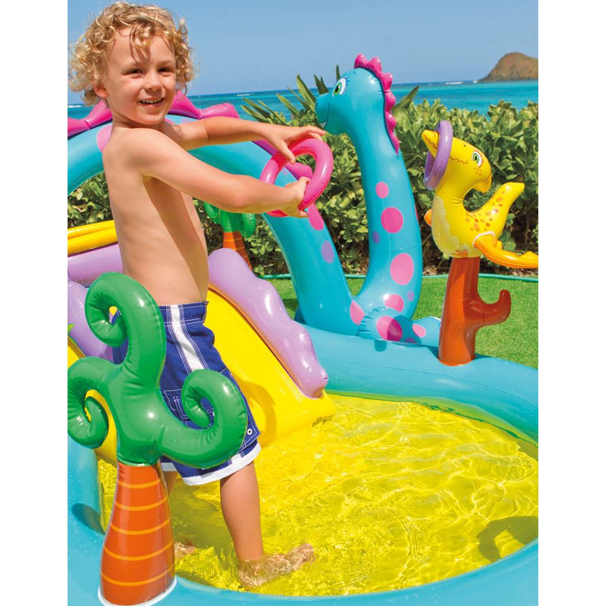 Intex Dinoland Kiddie Inflatable Pool & Inflatable Ocean Backyard Kiddie Pool