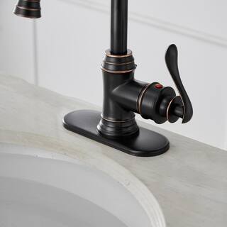 BWE Single Hole Single-Handle Bathroom Faucet Swivel Spout with Pop Up Drain with Overflow in Oil Rubbed Bronze A-96010-ORB