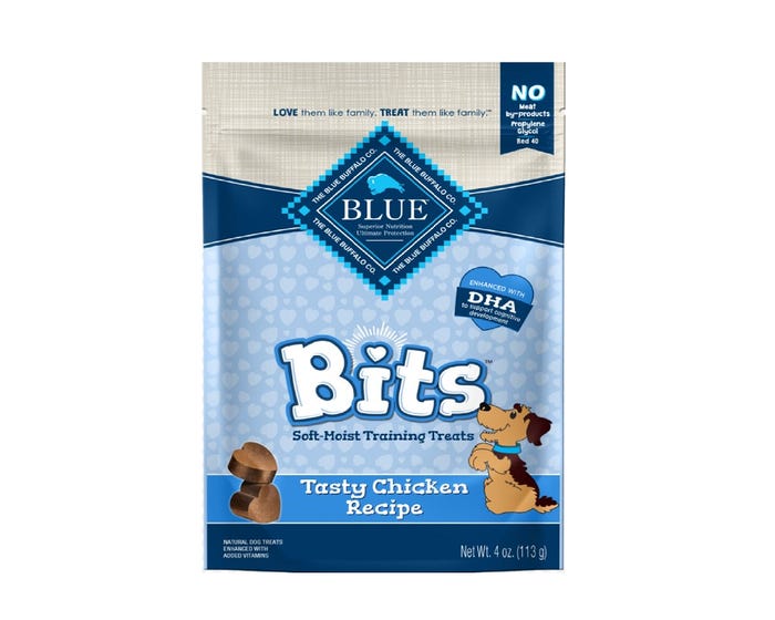 Blue Buffalo BLUE Bits Natural Soft-Moist Training Dog Treats， Chicken Recipe 4 oz.