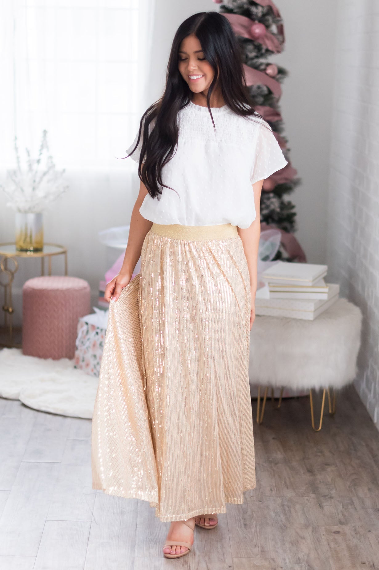 Make A Wish Modest Sequin Skirt