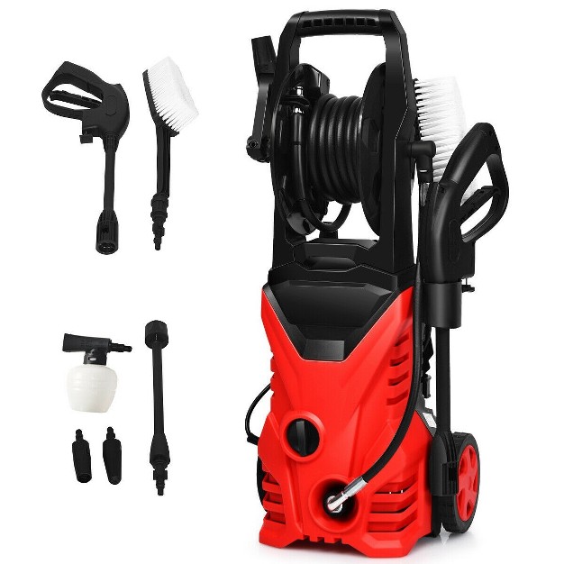 Costway 2030psi Electric Pressure Washer Cleaner 1 7 Gpm 1800w With Hose Reel Red