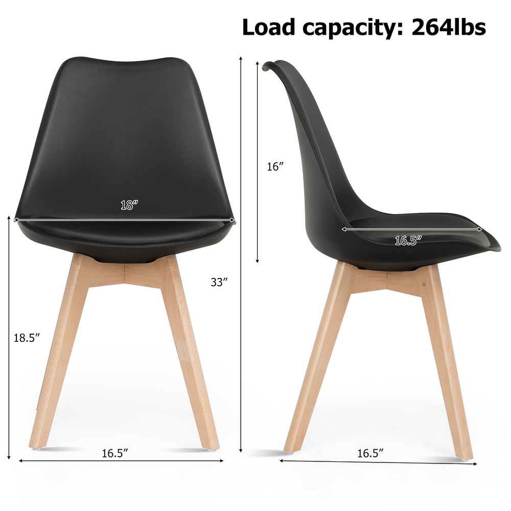 Costway Set of 4 Dining Chair Mid Century Modern Shell PU Seat w/   See details