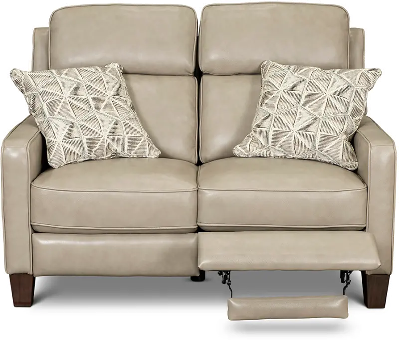 Madrid Taupe Leather Power Reclining Loveseat