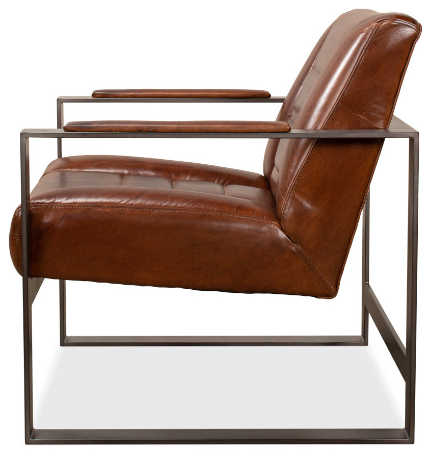 Stuttgart Leather Accent Chair Metal Frame   Contemporary   Armchairs And Accent Chairs   by Sideboards and Things  Houzz