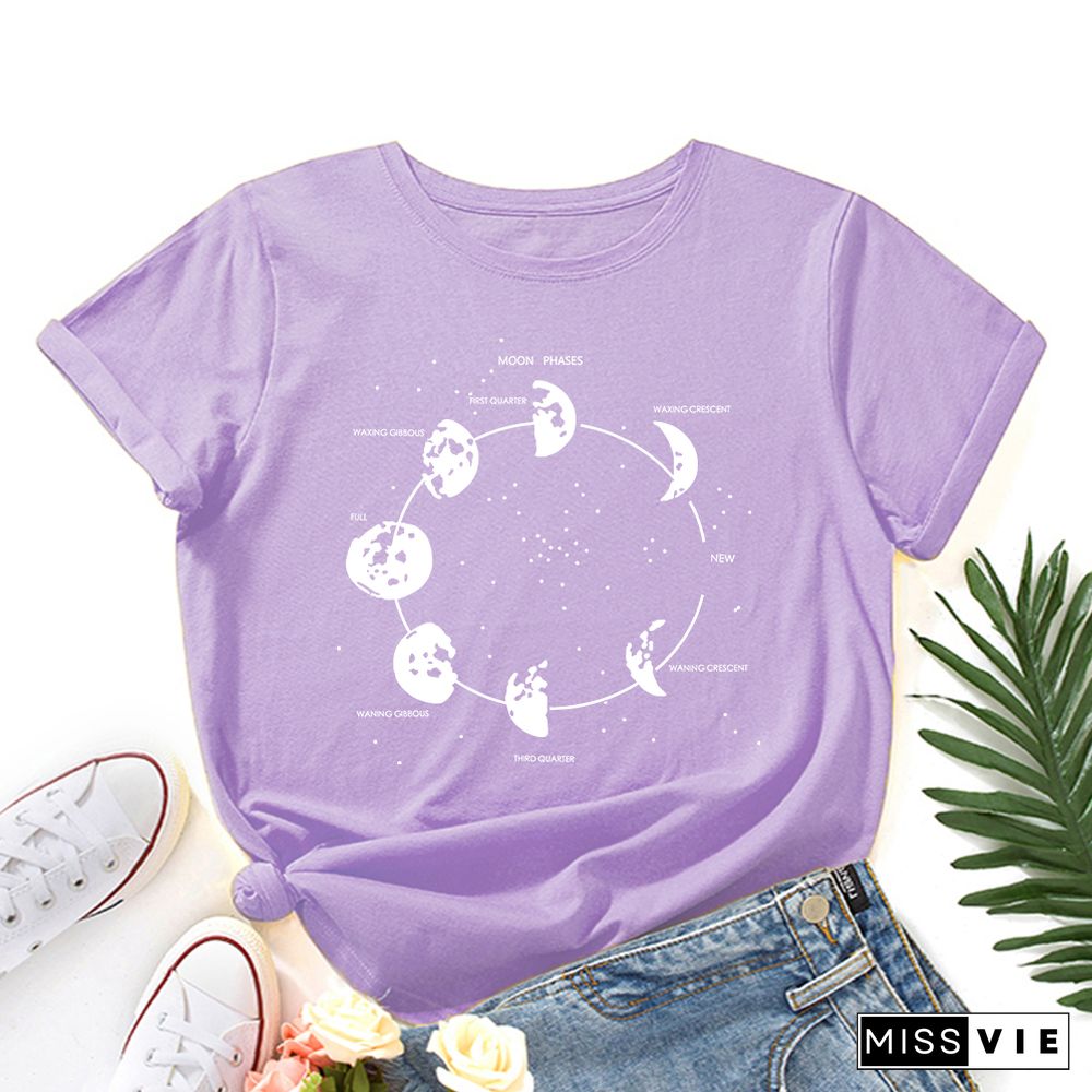 Celestial Moon Phase Cosmos Space T-Shirt Funny ShirtsFor Women Female Graphic Tee Short Sleeve Summer Shirts Tops Shirt Gift