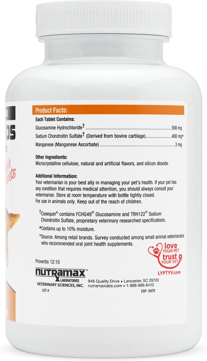 Nutramax Cosequin with Glucosamine and Chondroitin DS Chewable Tablet Joint Supplement Chewable Tablets for Dogs