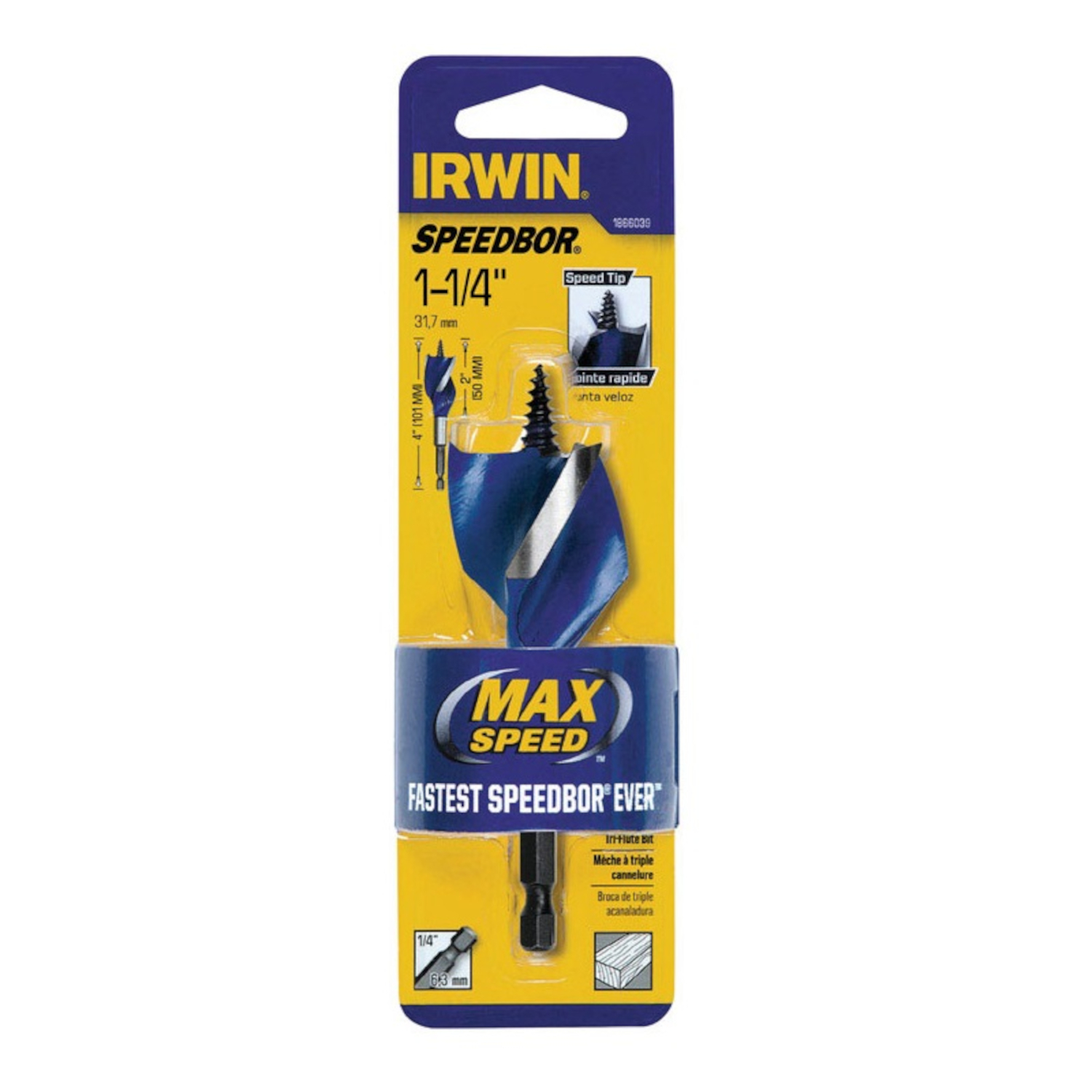 Irwin Speedbor 1-1/4 in. X 4 in. L Carbon Steel Wood Boring Bit 1 pc