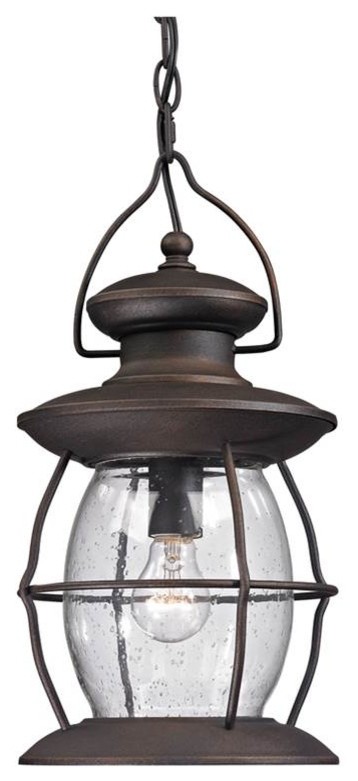 Elk Lighting 47043/1 Village Lantern 1 Light Outdoor Hanging   Beach Style   Outdoor Hanging Lights   by Homesquare  Houzz