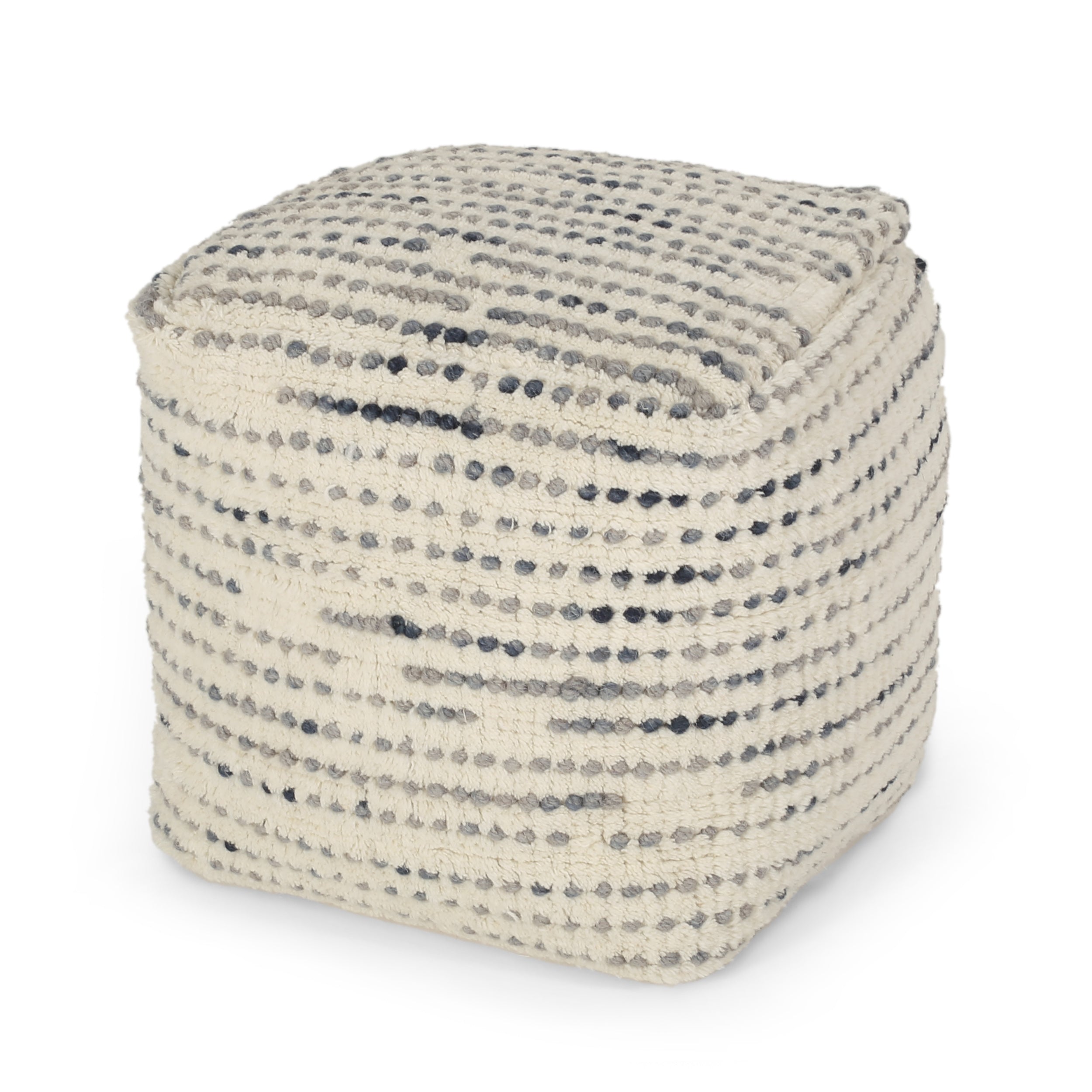 Eakly Handcrafted Boho Fabric Cube Pouf