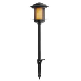 Hampton Bay Ambrose Low Voltage 2.4 Lumens Black Integrated LED Path Light with Flicker Flame Effect WeatherWaterRust Resistant 62906