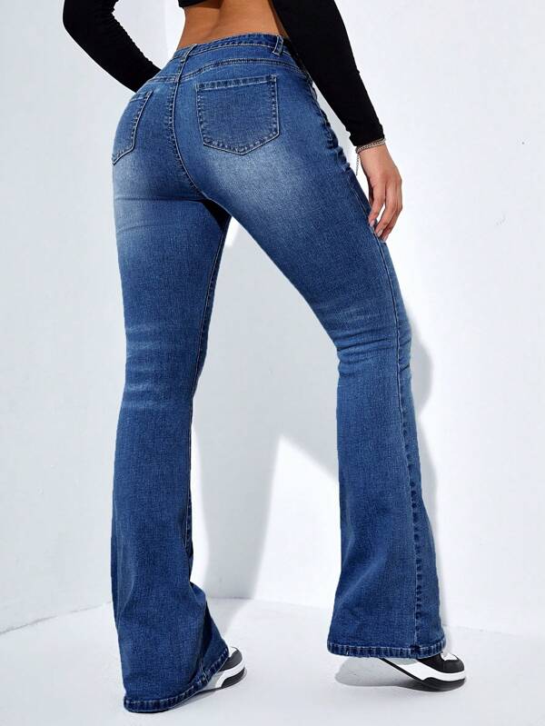 Slant Pocket Bootcut Leg Jeans