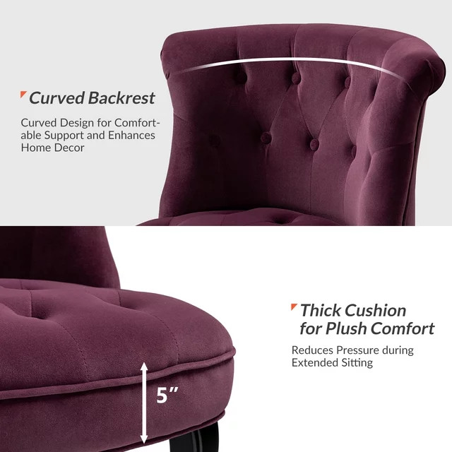 Set of 2 Classic Accent Chair  Curved Legs  ampButton Tufted Velvet Seat   Traditional   Armchairs And Accent Chairs   by Declusia  Houzz